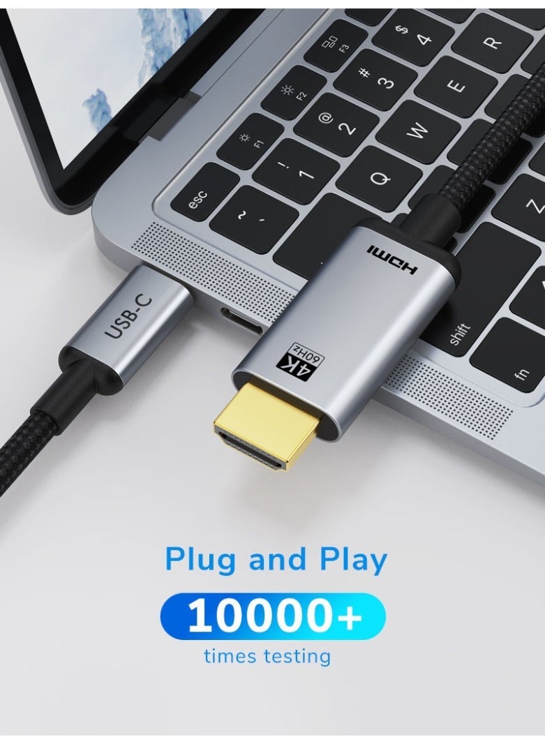 كابل تايم كابل USB من النوع C إلى HDMI بدقة 4K ومعدل تحديث 60 هرتز متوافق مع جهاز ماك بوك إير - Image 4